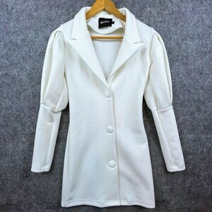 Influnzer Dress Womens Small White Modern Designer Leg of Mutton Scuba Chic